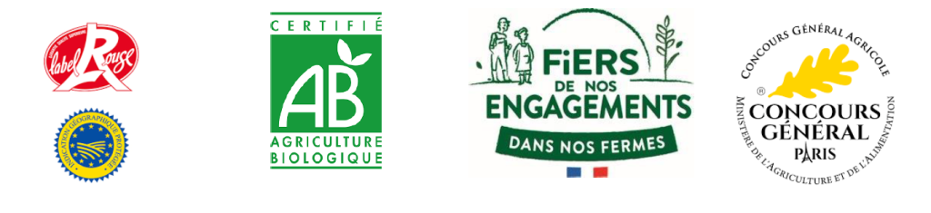 Label et certifications Tallec (Label rouge, IGP, Agriculture AB, Fiers de nos engagements dans nos fermes, Concours général Agricole de Paris)