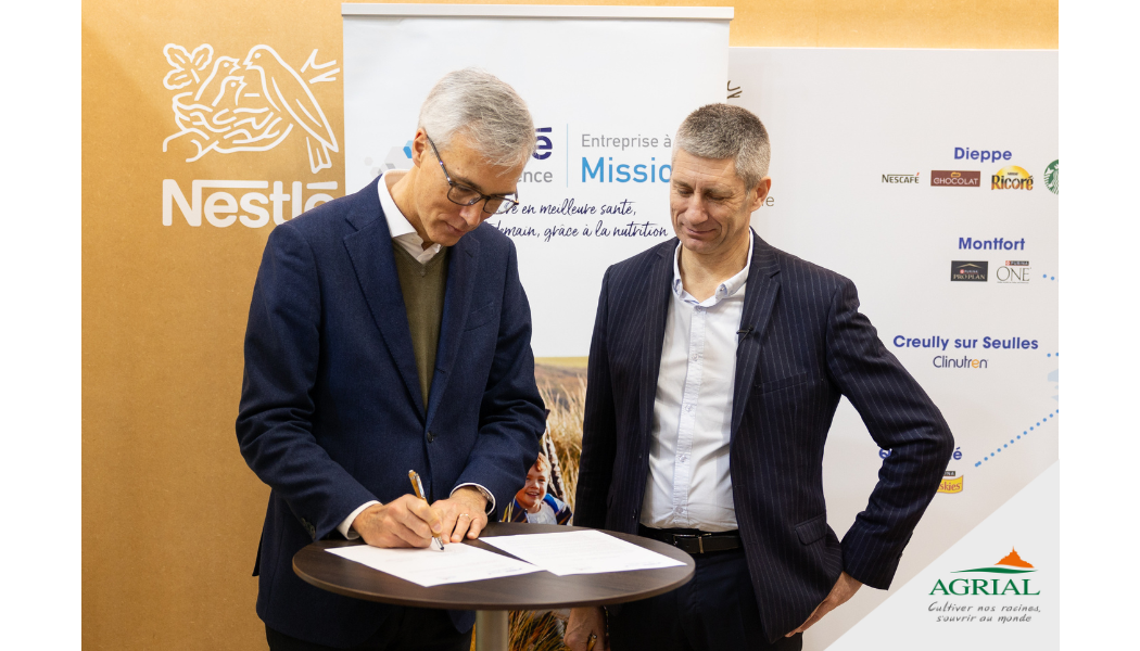 Frédéric Tendron, Président NHS et Pascal Le Brun, Vice-Président AGRIAL, lors de la signature de l'accord