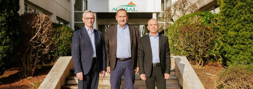 De gauche à droite : Ludovic Spiers, Directeur général d’Agrial, Bernard Guillard, Président et Julien Heillaut, Directeur général à compter du 1er juillet prochain.